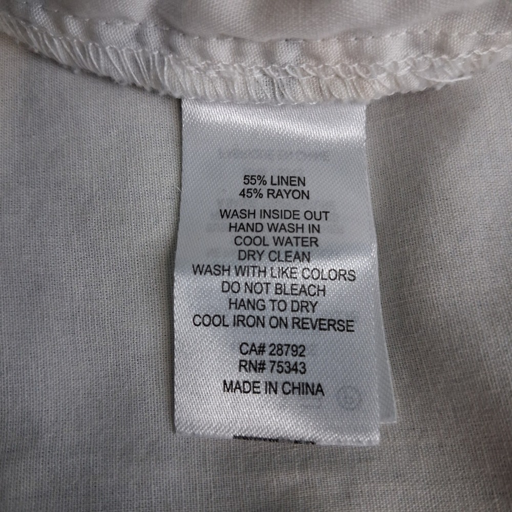 C&C California Tropical‎ Floral Linen Blend Shorts High Waist Tie Belt White 10 - Picture 10 of 12